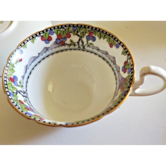 Vintage Aynsley Bone China Cup & Saucer Set Fruit Tree Pattern - England - Picture 11 of 14